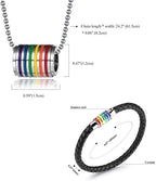 Stainless Steel Pride Necklace & Braided Rainbow Bracelet Set