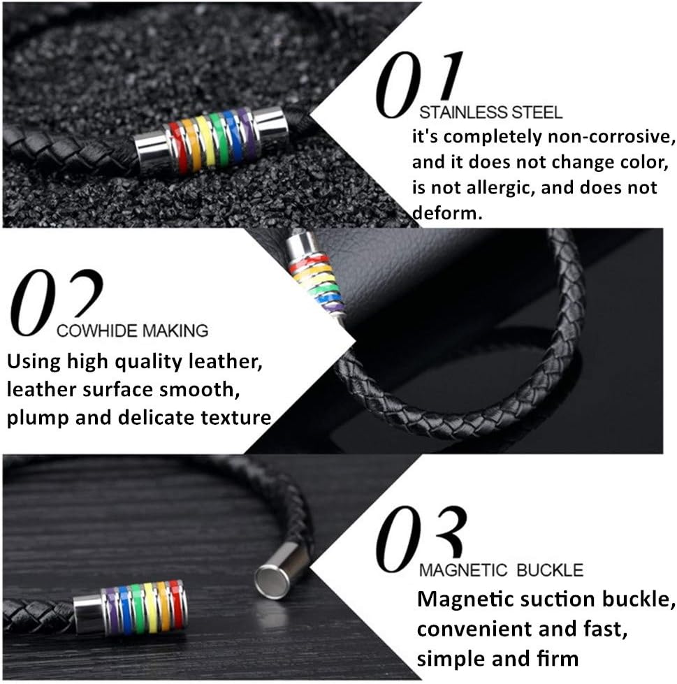 Stainless Steel Pride Necklace & Braided Rainbow Bracelet Set