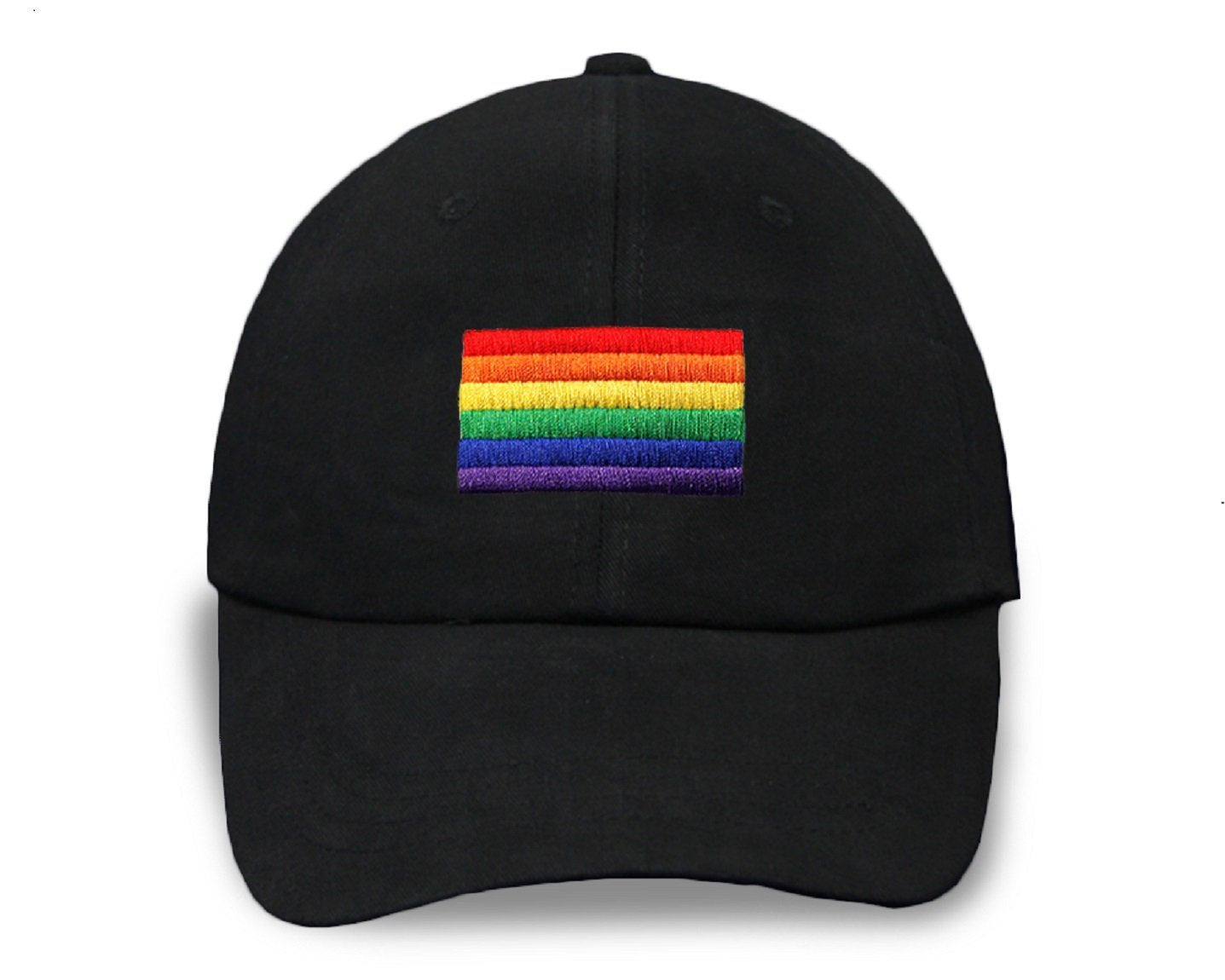 Rectangle Rainbow Flag Gay Pride Hats in Black